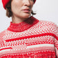 Maglione oversize in maglia strutturata rosso e bianco