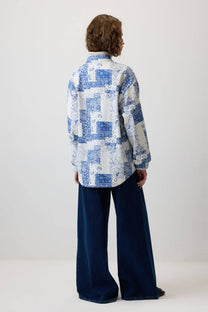 Giacca bomber oversize con stampa paisley