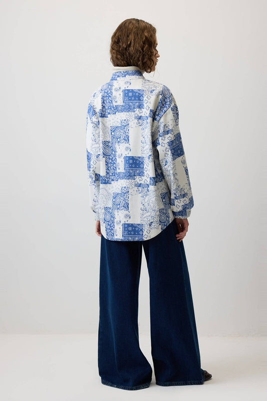 Giacca bomber oversize con stampa paisley