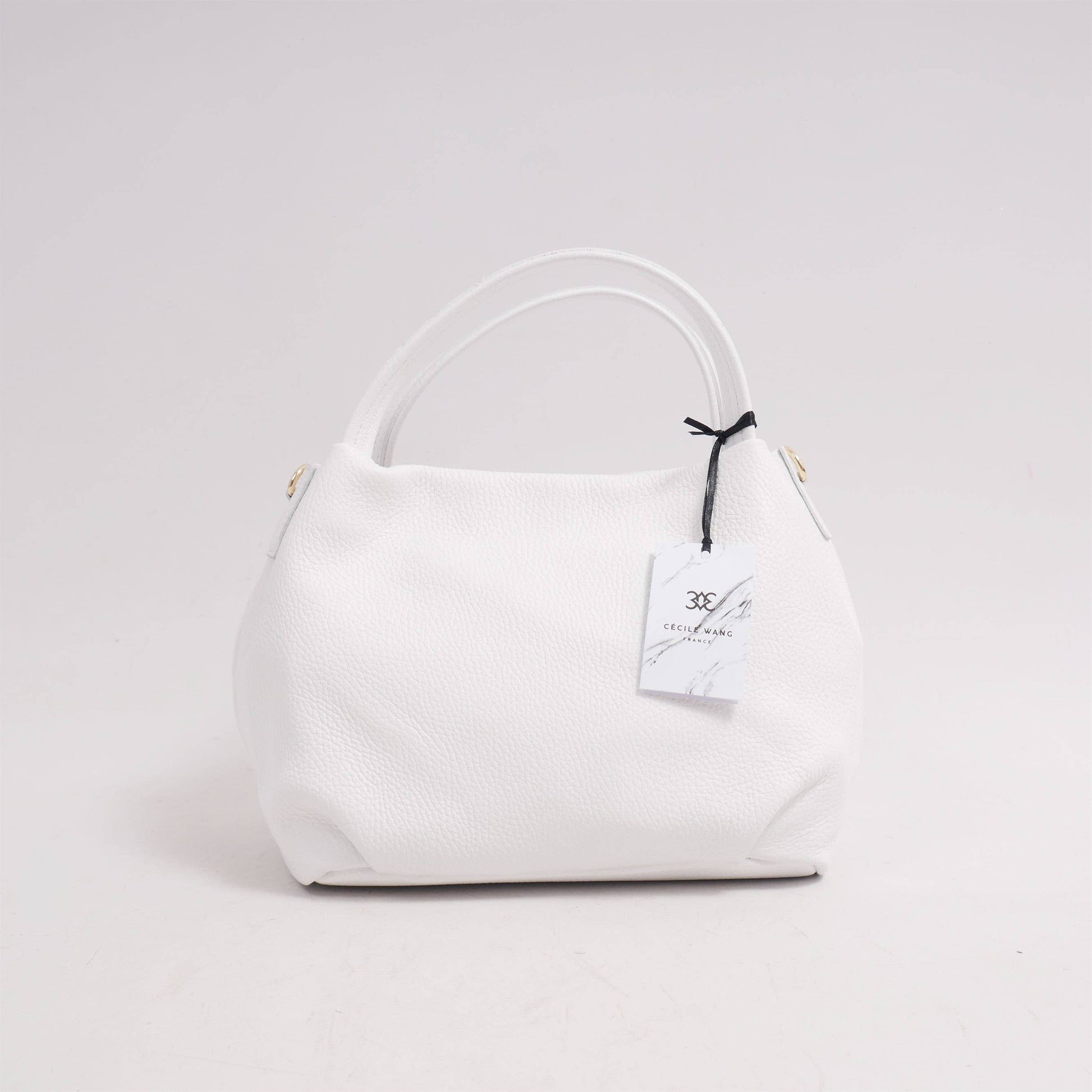 Borsa a mano e tracolla in pelle con finitura metallizzata