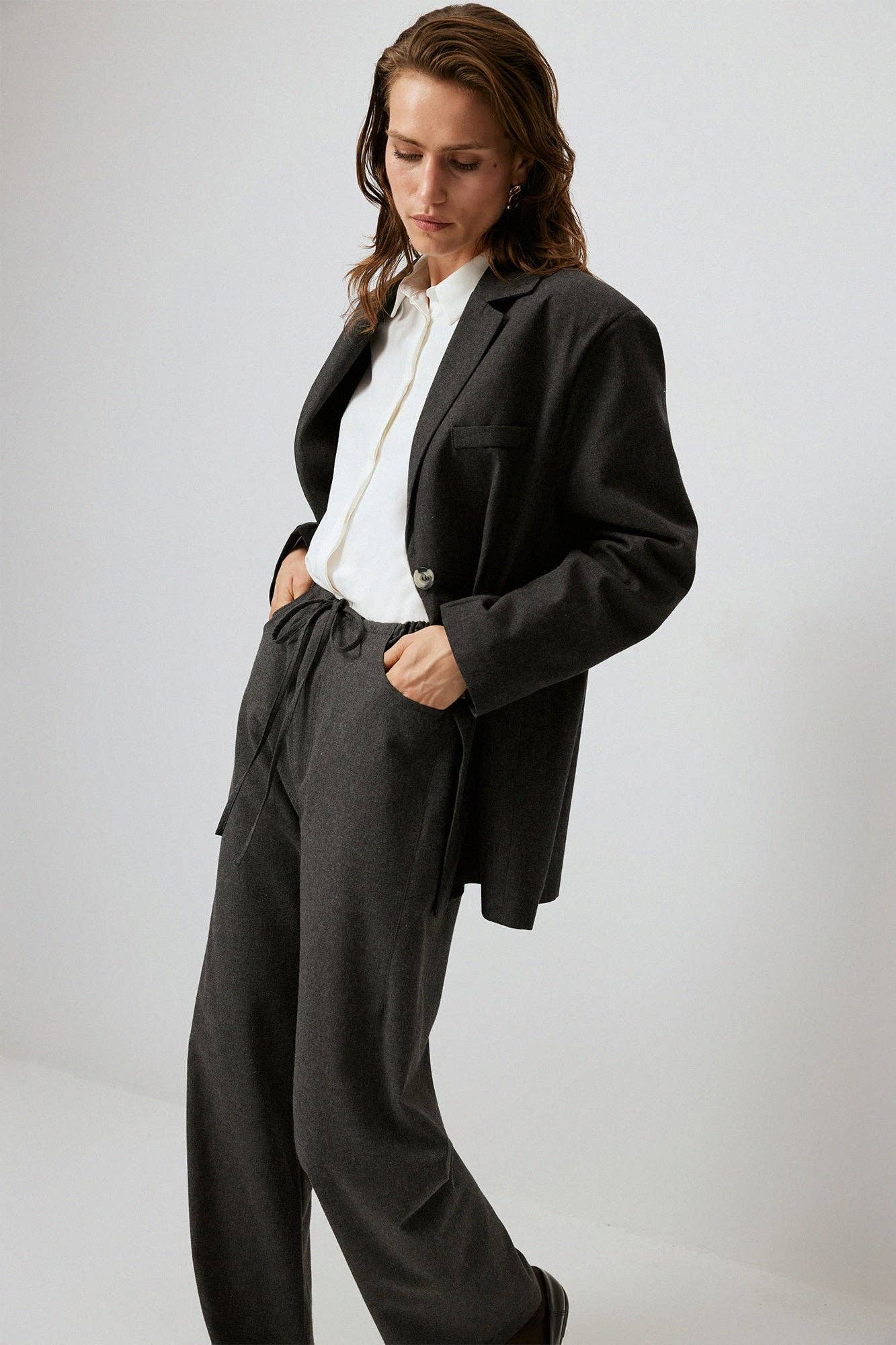 Blazer oversize antracite da donna
