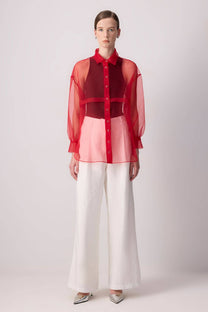 Camicia in organza rossa trasparente