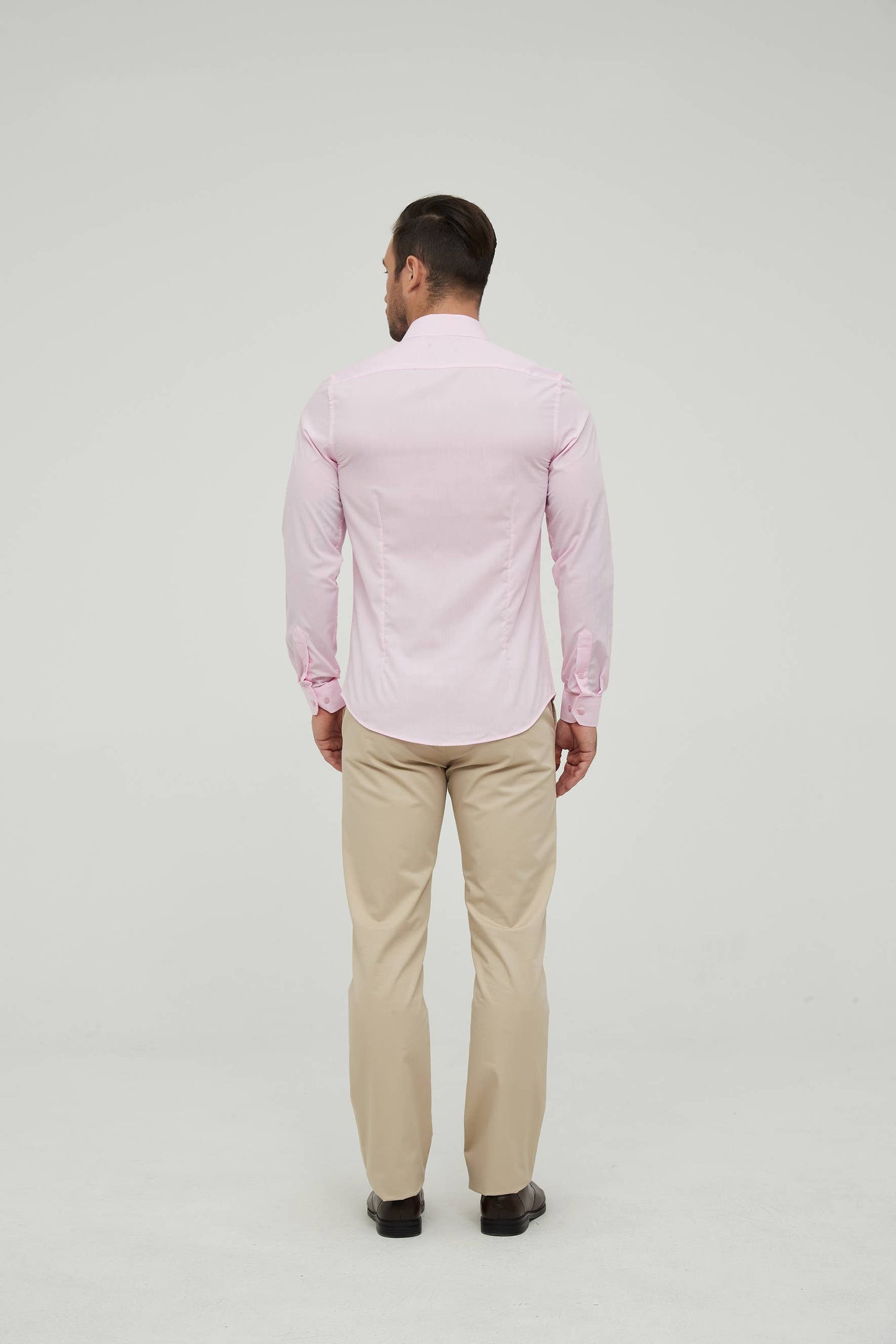 Camicia slim fit rosa da uomo