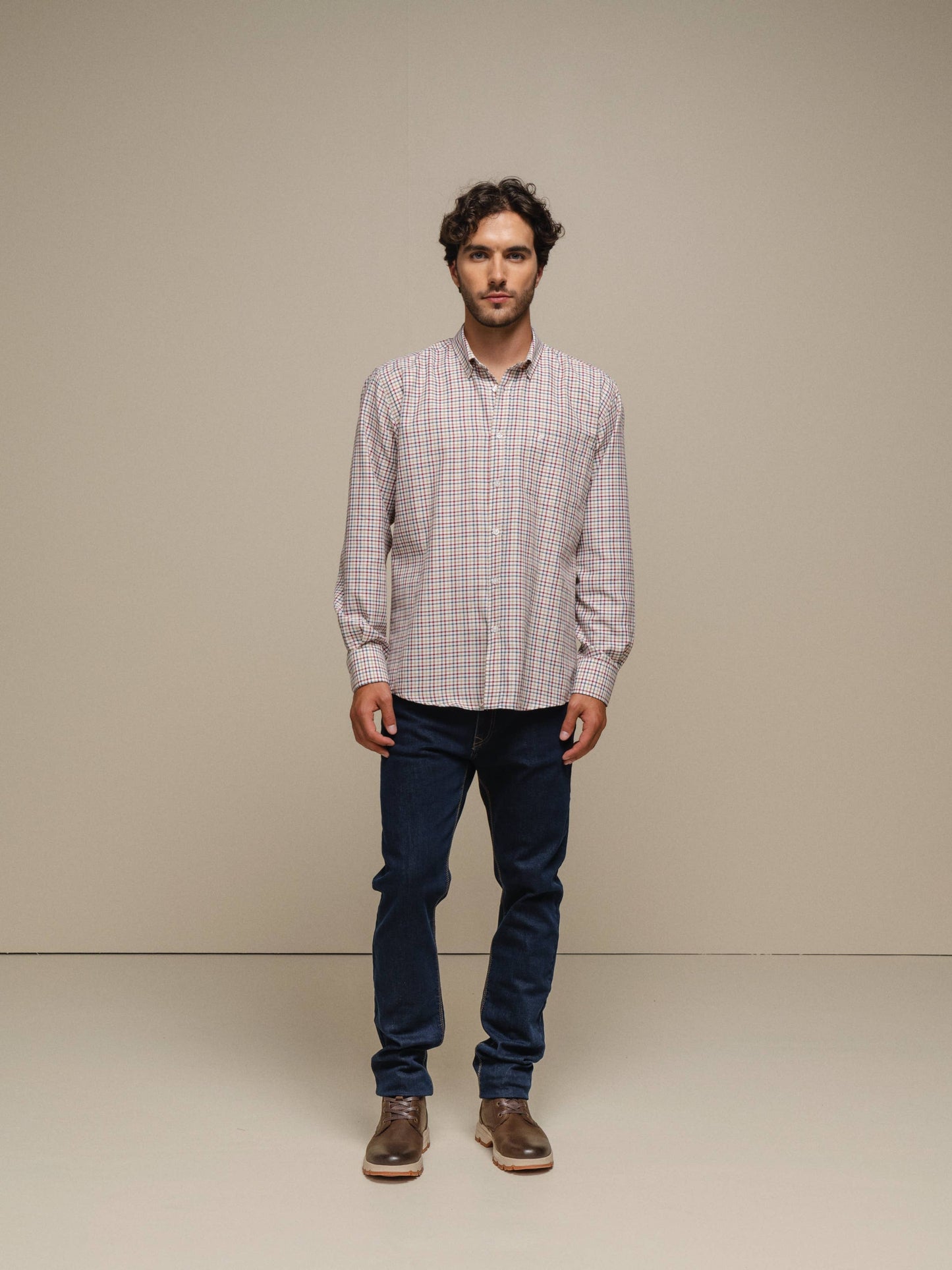 Camicia uomo a quadri in cotone misto