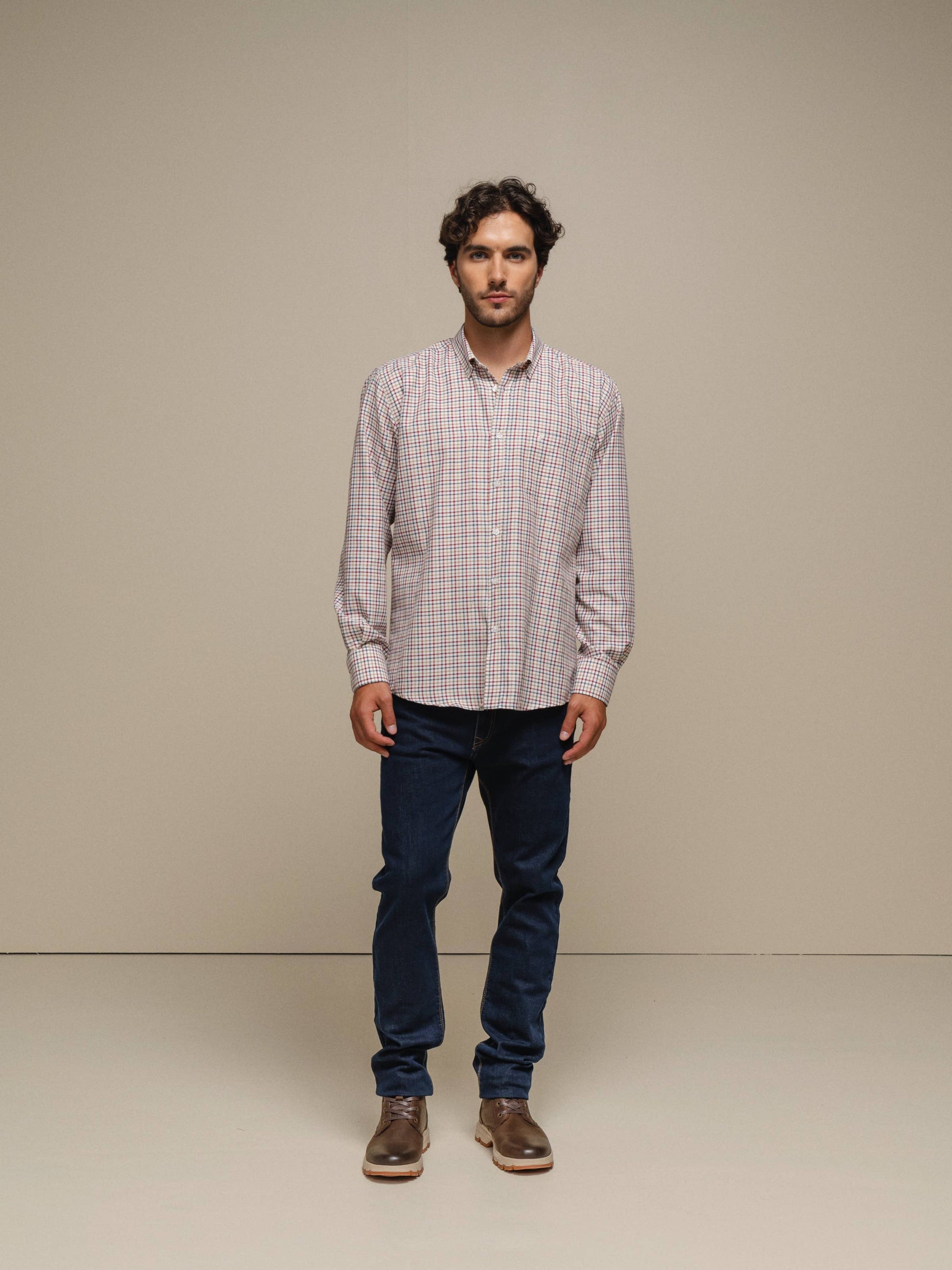 Camicia uomo a quadri in cotone misto