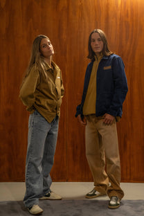 Sopracamicia overshirt senape con ricamo Race