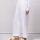 Pantaloni larghi in lino con vita elasticizzata e coulisse