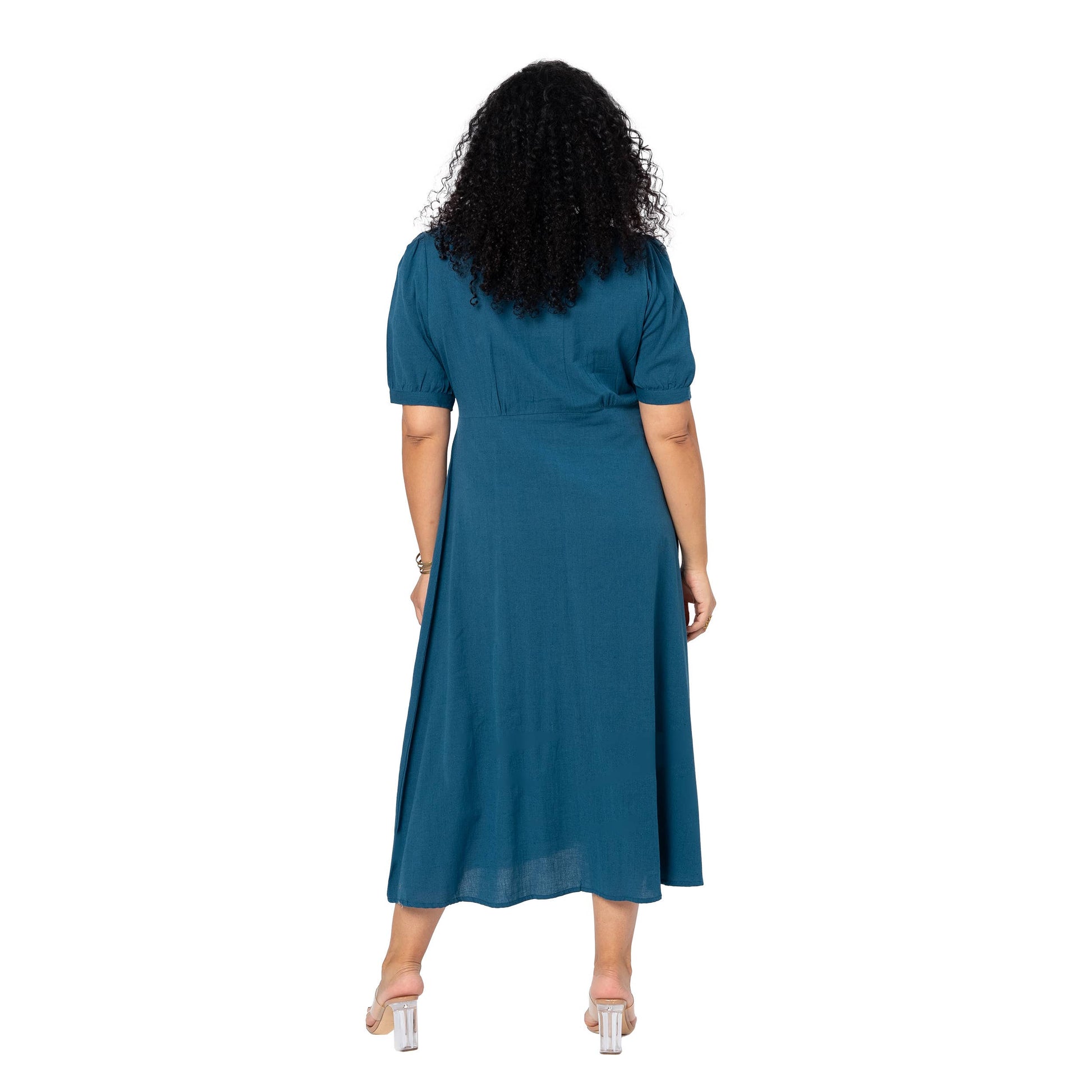 Abito lungo estivo curvy boho con maniche corte