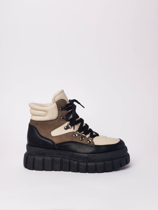 Stivaletti stringati chunky multicolore in ecopelle