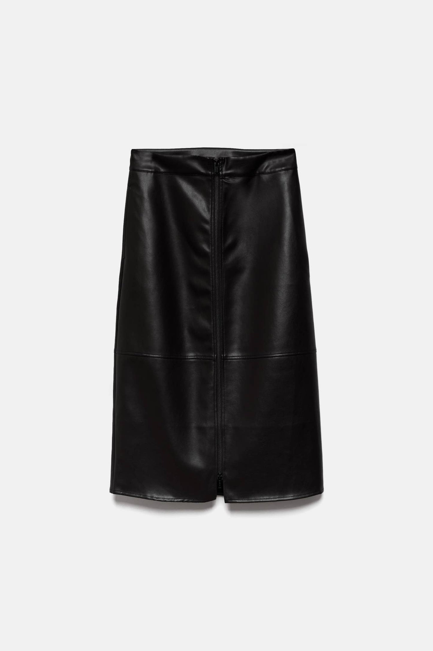 Gonna midi in ecopelle con zip frontale