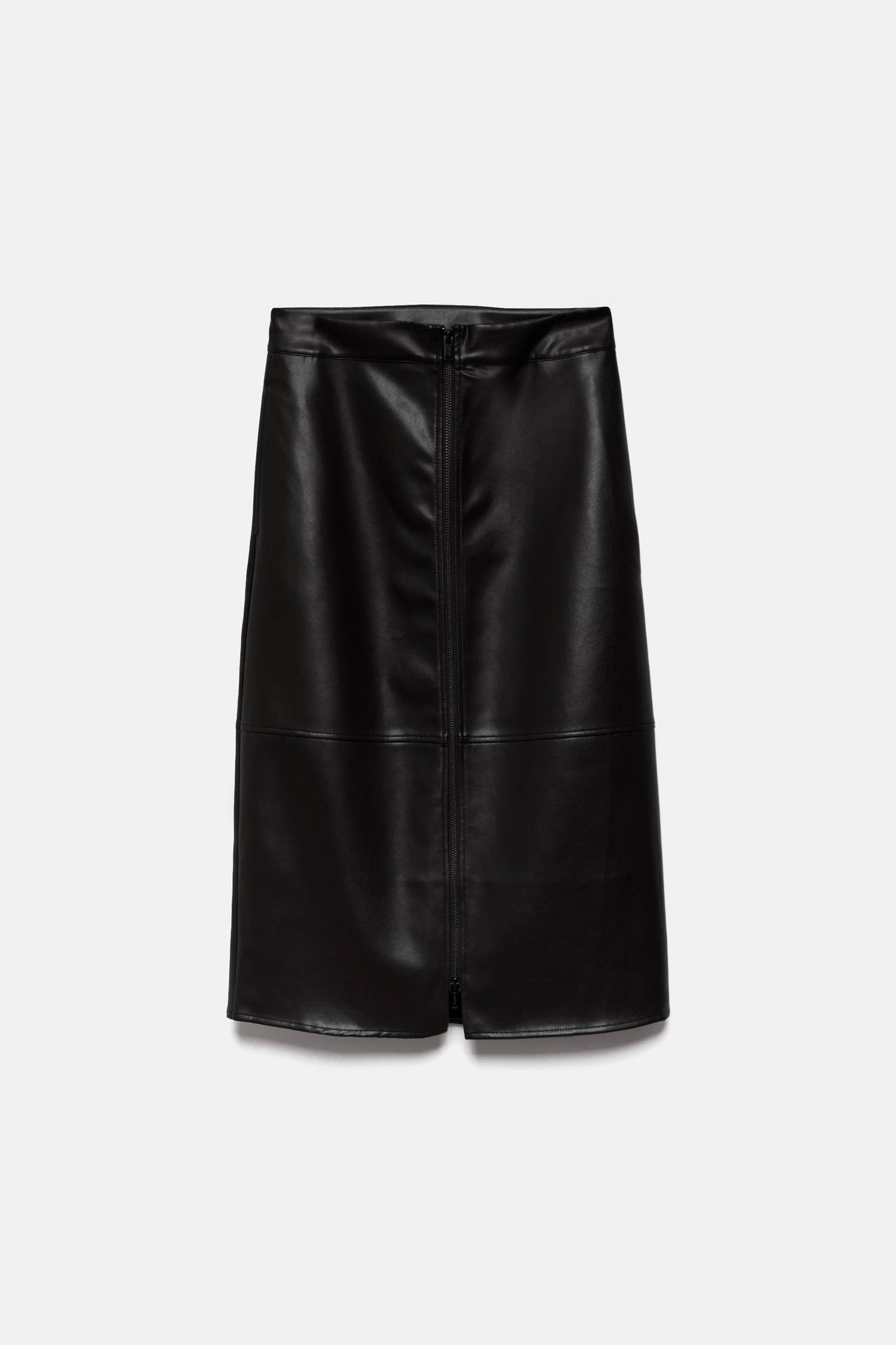 Gonna midi in ecopelle con zip frontale