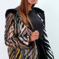 Giacca con cappuccio jacquard multicolor