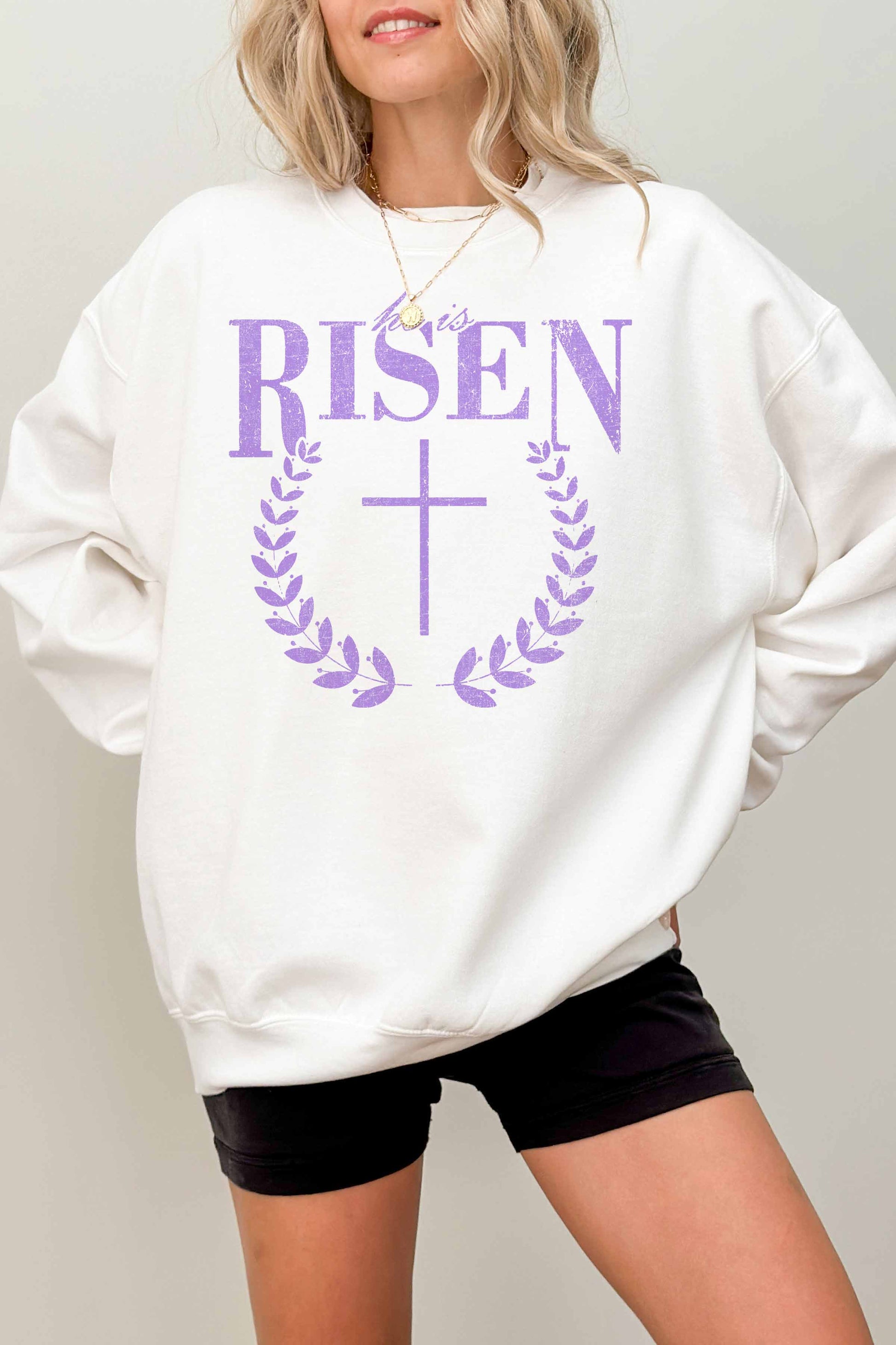 Felpa oversize grafica “He Is Risen”