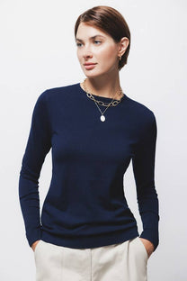 Maglione a maglia rasata con scollo tondo