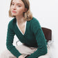 Maglione in Lana a Trecce con Scollo a V
