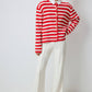 Cardigan corto a righe con bottoni dorati