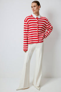 Cardigan corto a righe con bottoni dorati