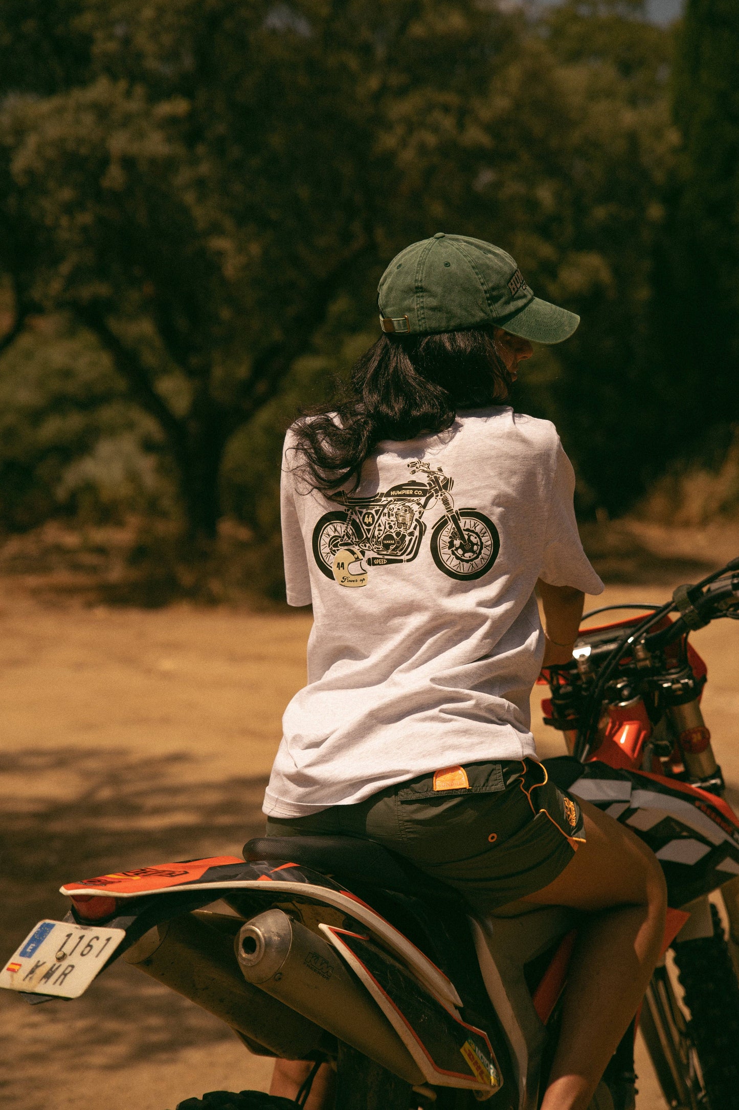 T-shirt Power Up in cotone biologico con stampa moto