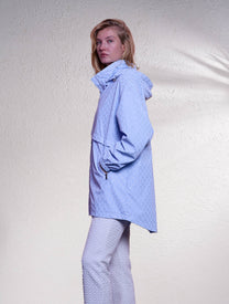 Parka lungo stampato con cappuccio rimovibile