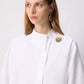 Camicia asimmetrica in popeline ecrù