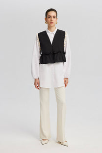 Camicia lunga con gilet e nappine