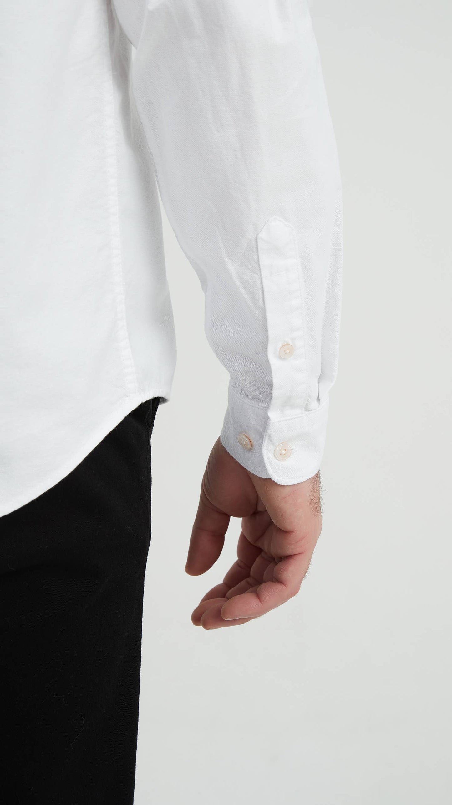 Camicia Oxford bianca con collo alla coreana