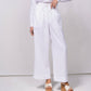 Pantaloni larghi in lino con vita elasticizzata e coulisse