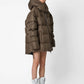 Bomber oversize con stampa testuale e cappuccio staccabile