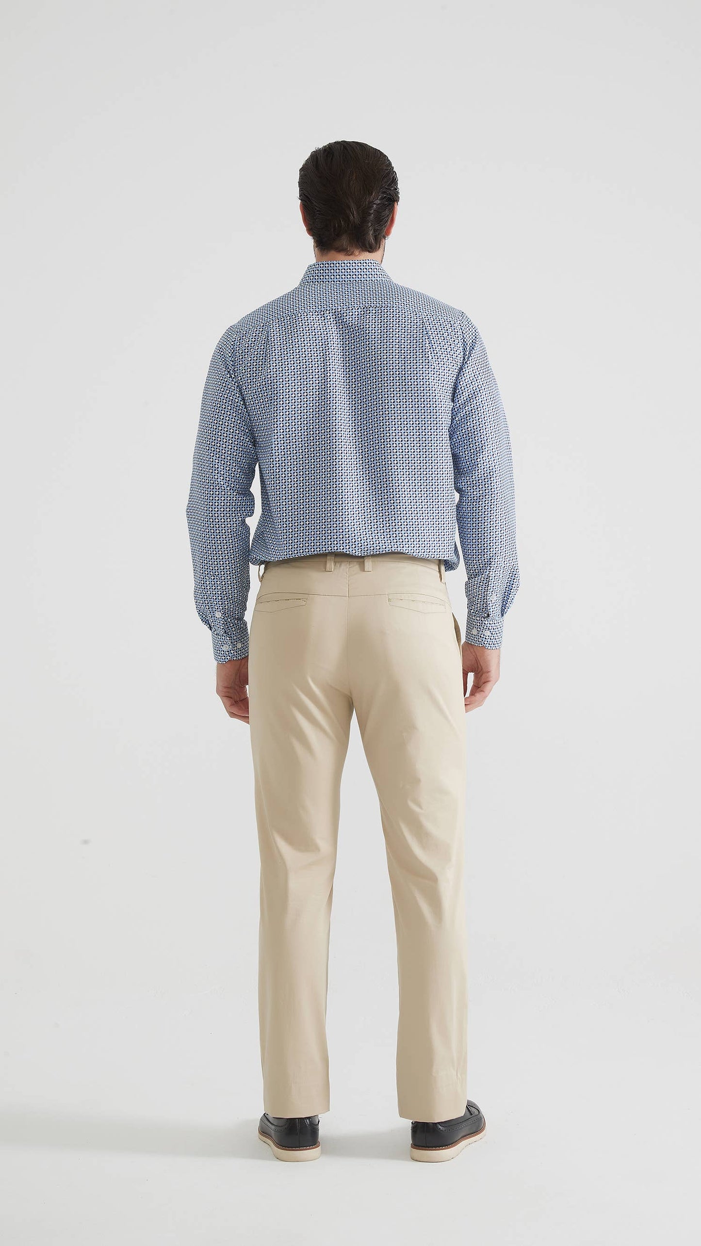 Camicia uomo blu fantasia comfort fit con colletto francese