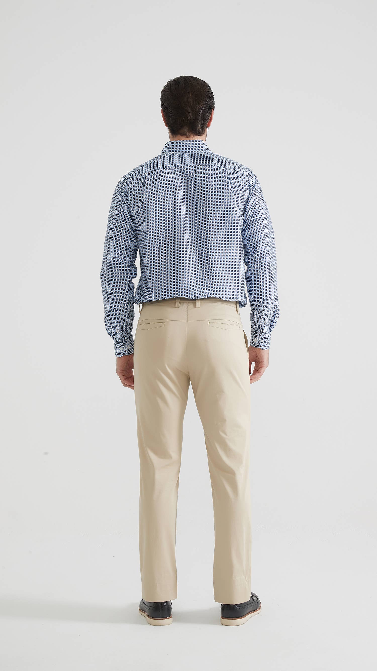 Camicia uomo blu fantasia comfort fit con colletto francese