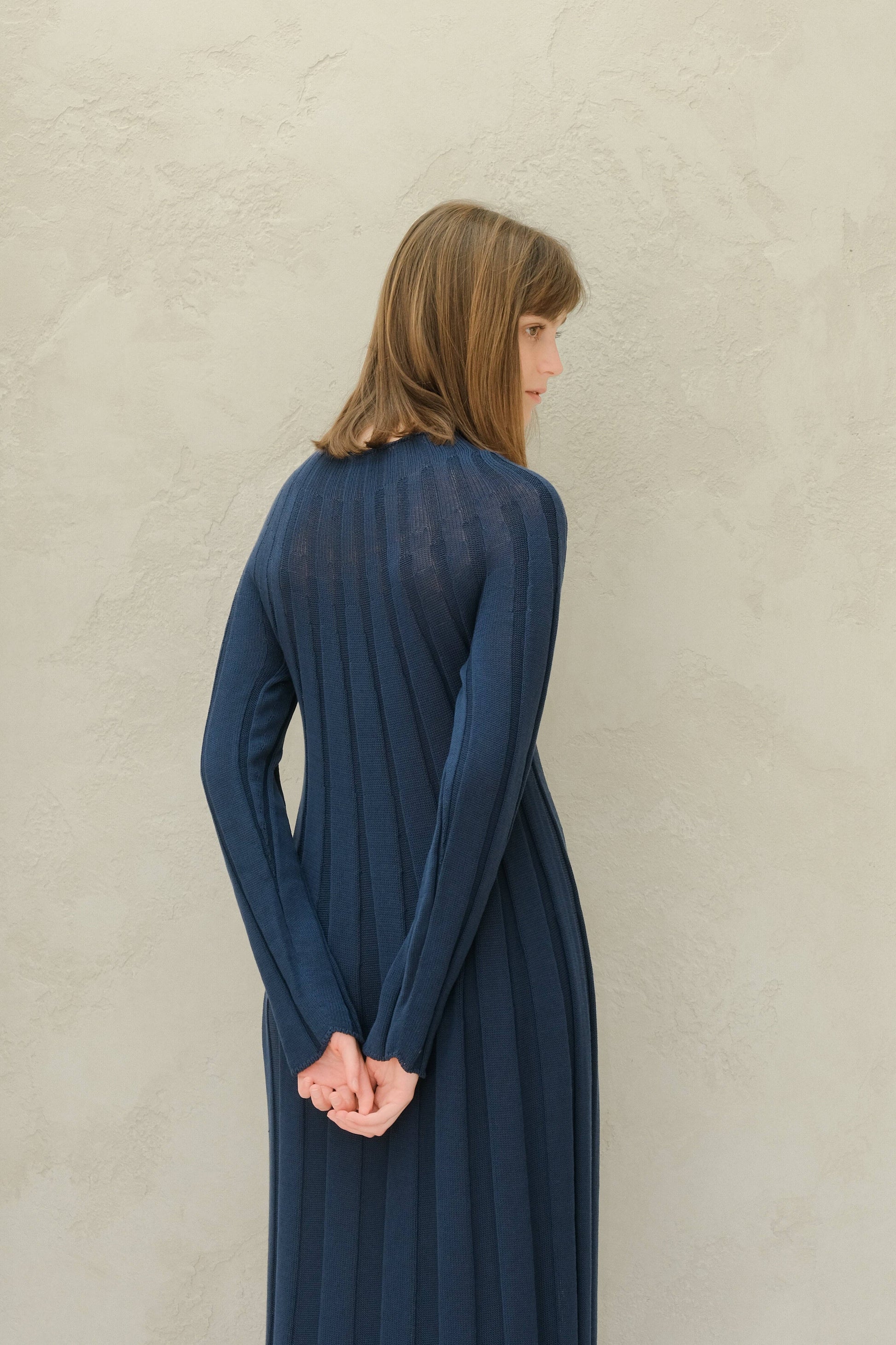 Abito lungo in cotone a maglia 3D