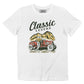 T-shirt unisex in cotone biologico con stampa auto vintage