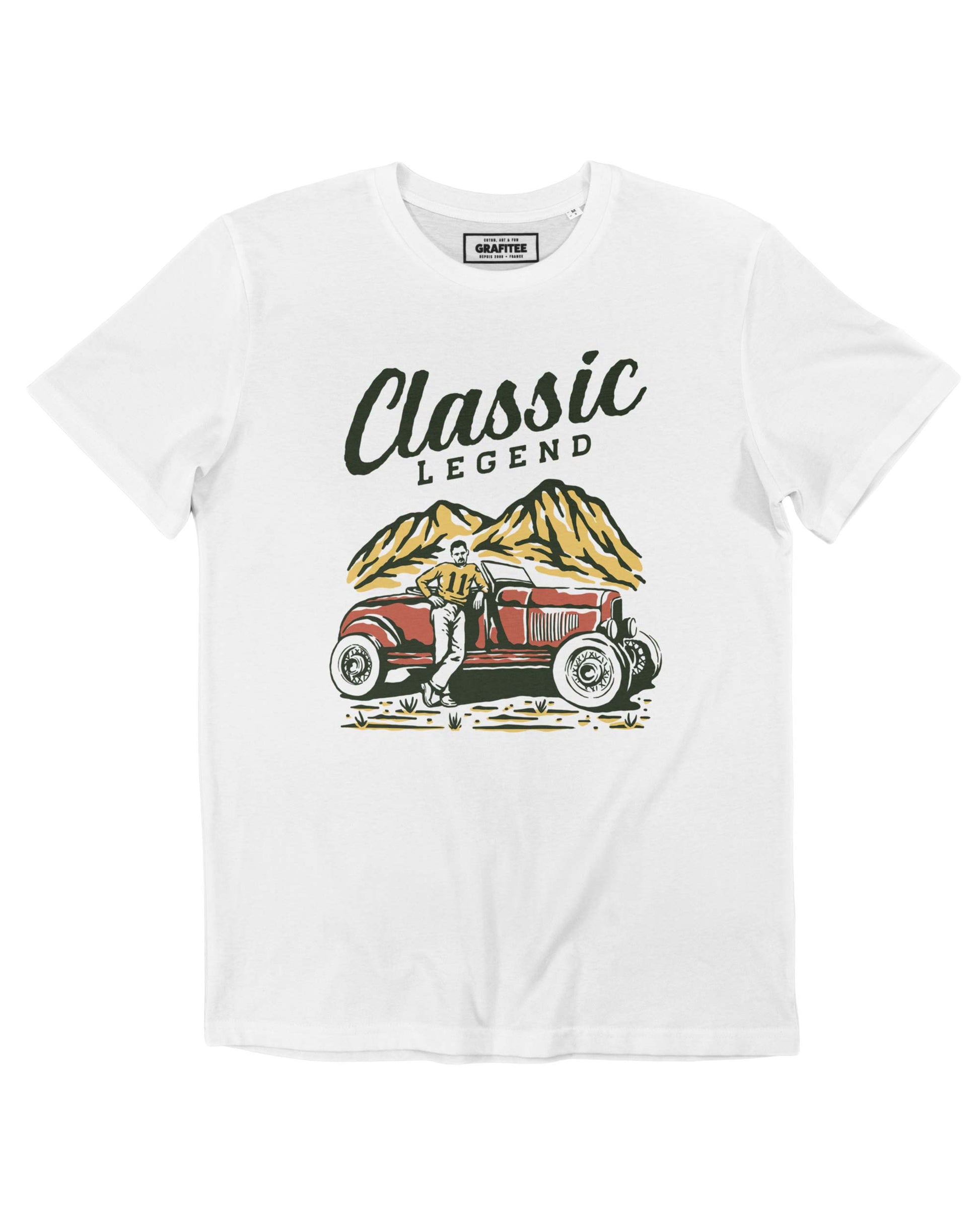 T-shirt unisex in cotone biologico con stampa auto vintage