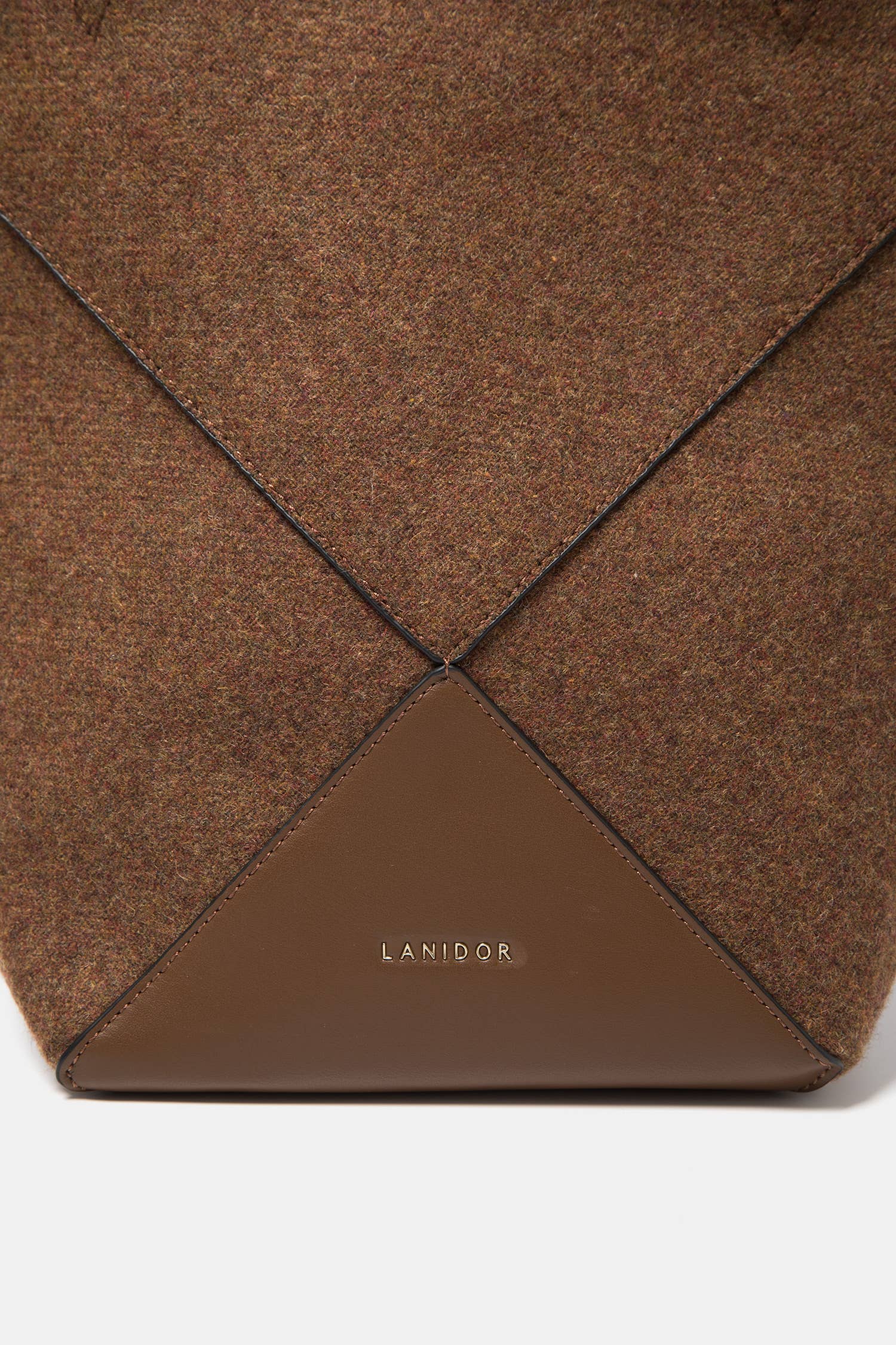 Borsa shopper in feltro con inserti effetto pelle