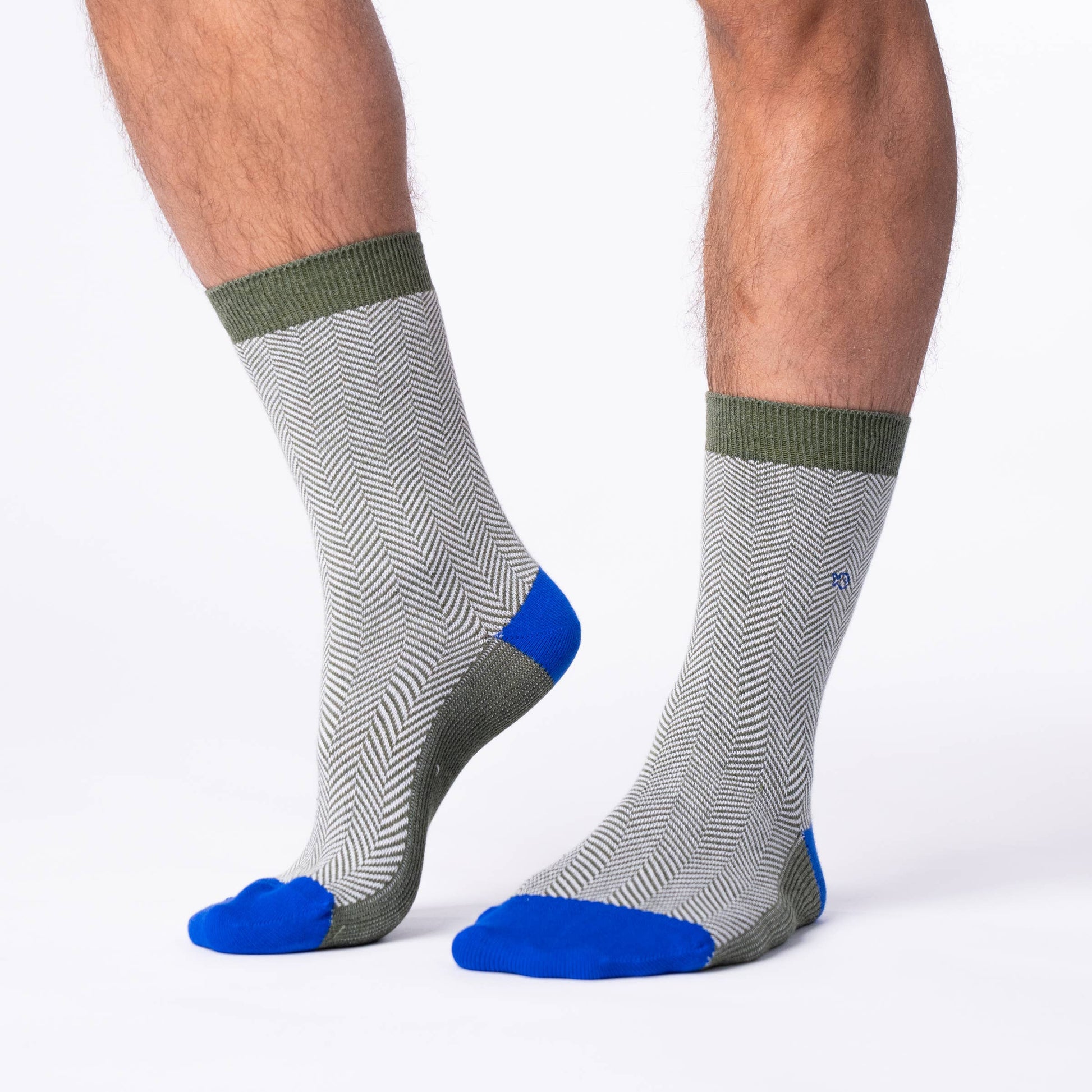 Calzini in cotone pettinato a motivo chevron Foresta chiara