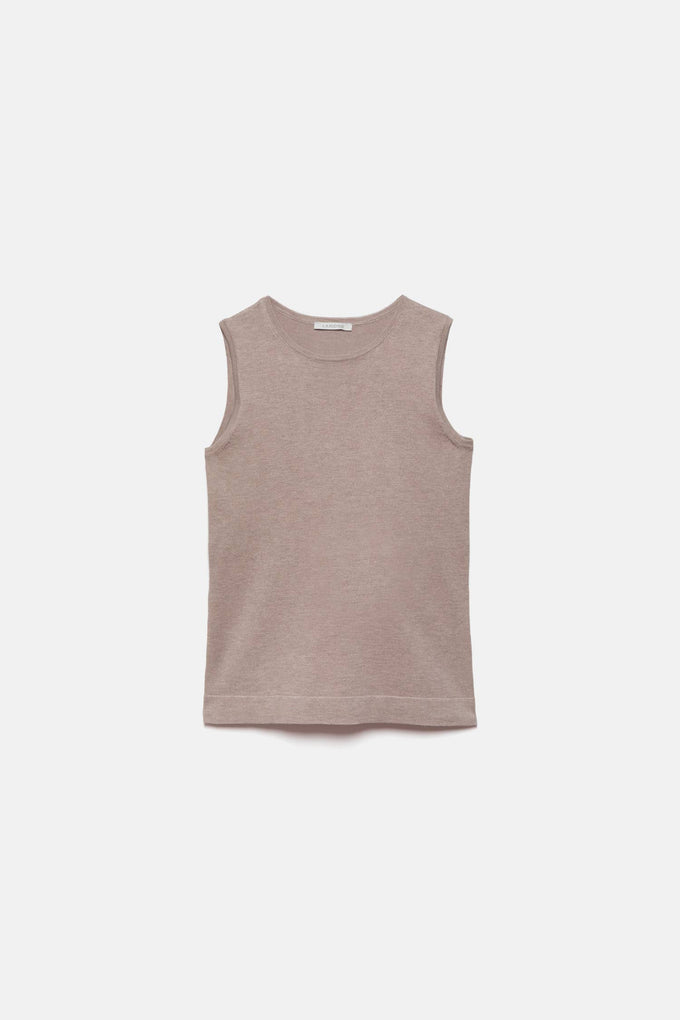 Top in maglia rasata con girocollo