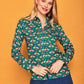 Camicia Verde con Stampa Insetti e Tasche sul Petto