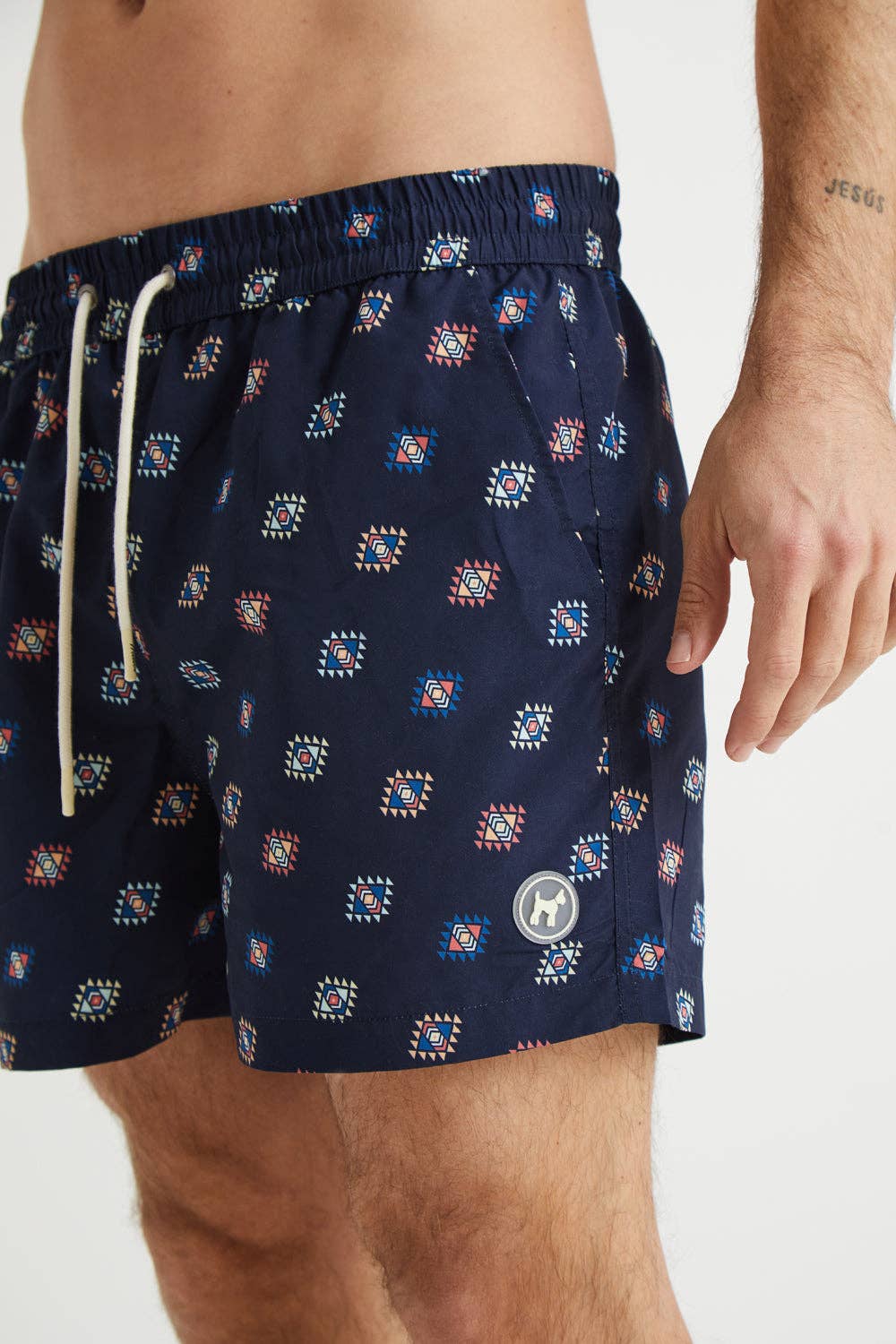 Costume da bagno uomo con logo etnico multicolore