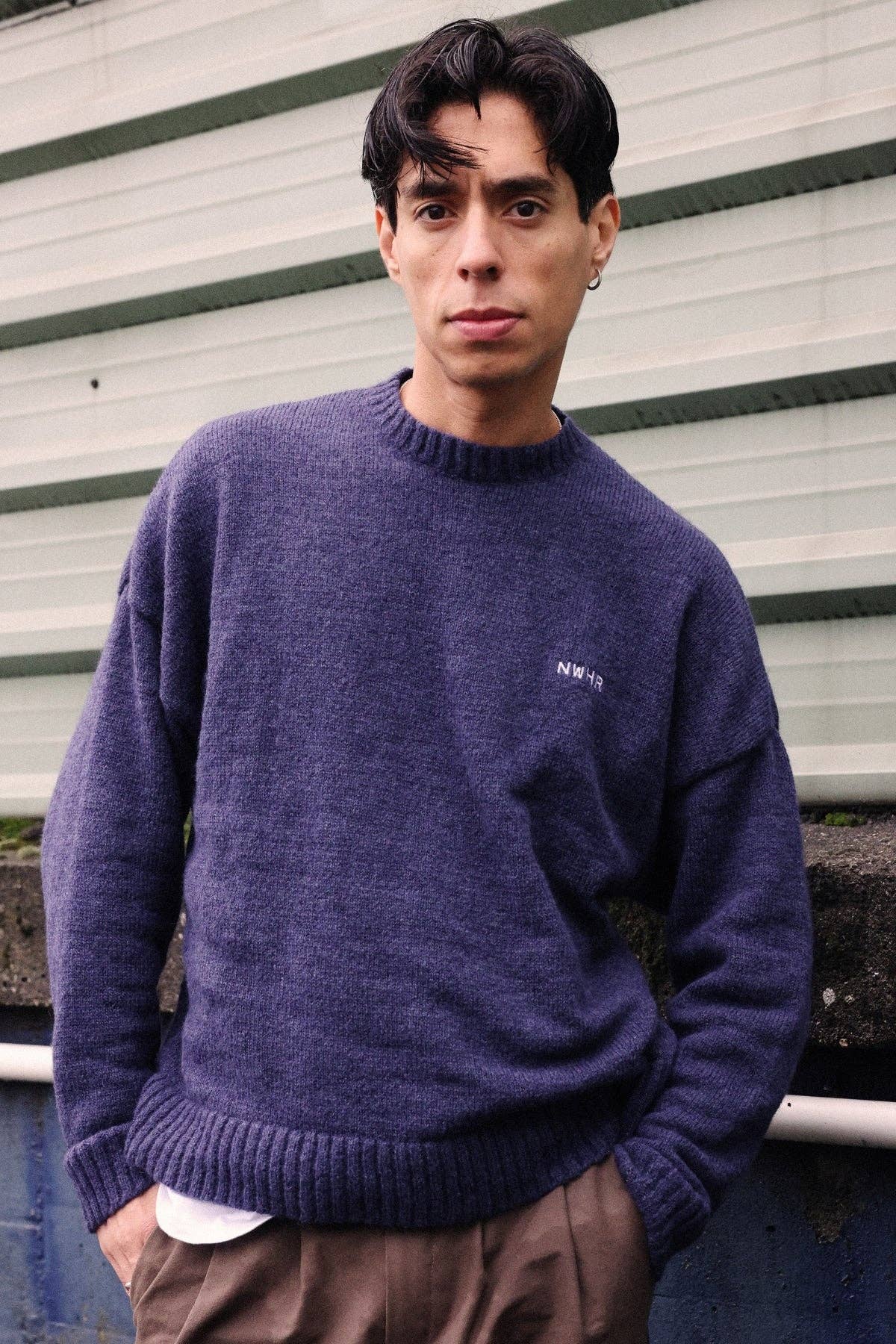 Maglione boxy blu effetto spazzolato