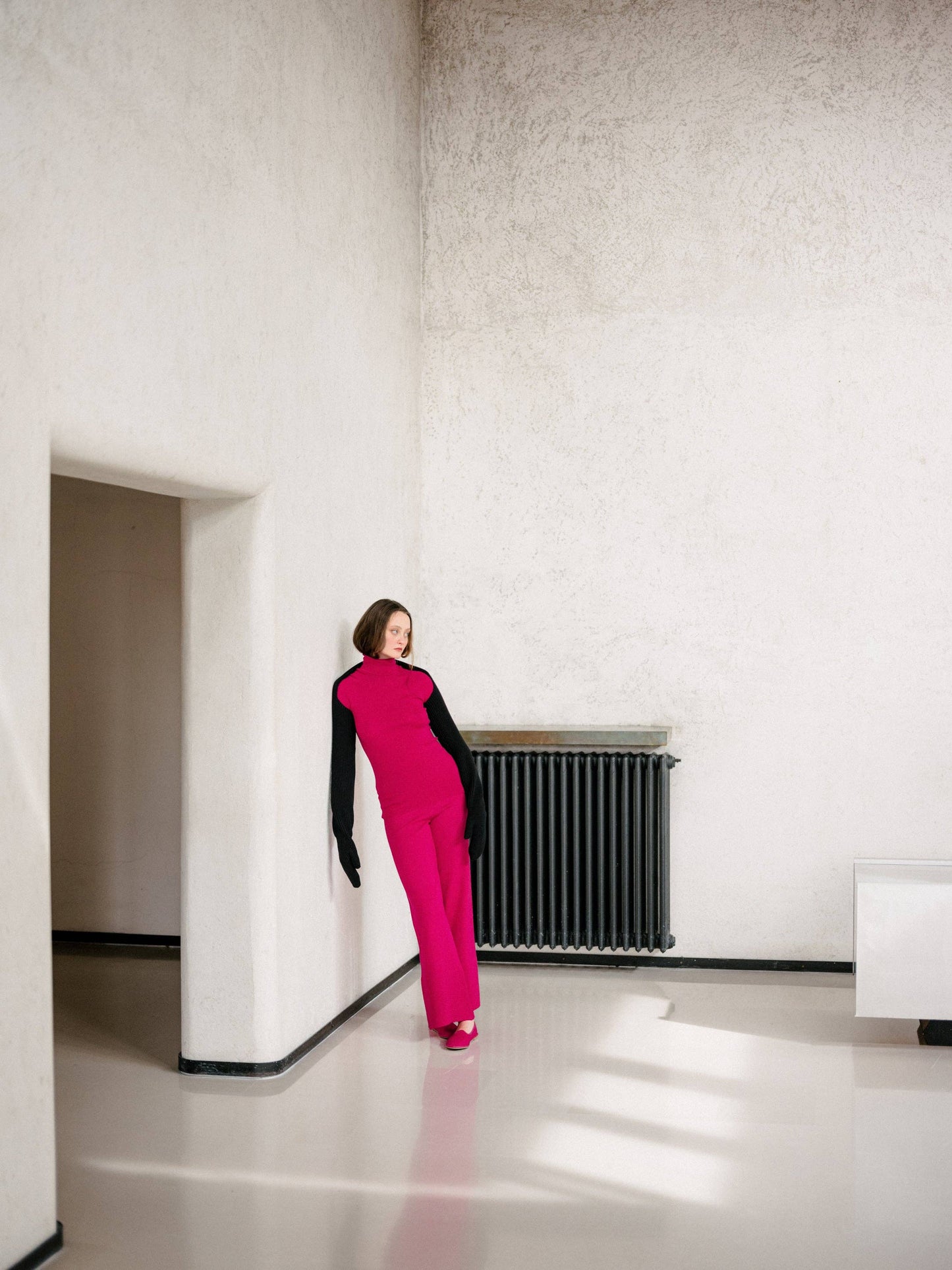 Dolcevita a costine in lana merino extrafine 3D