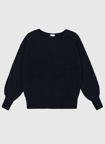 Maglione nero oversize girocollo in maglia calda