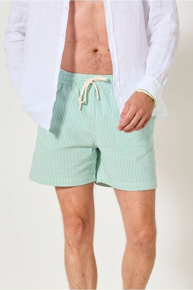 Costume da bagno a righe Sunrise verde