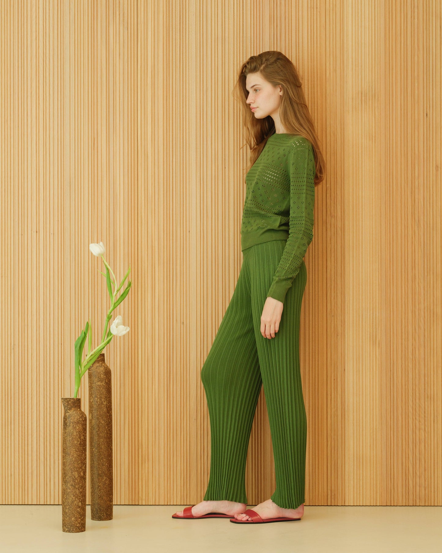 Maglione leggero in cotone con motivo pointelle