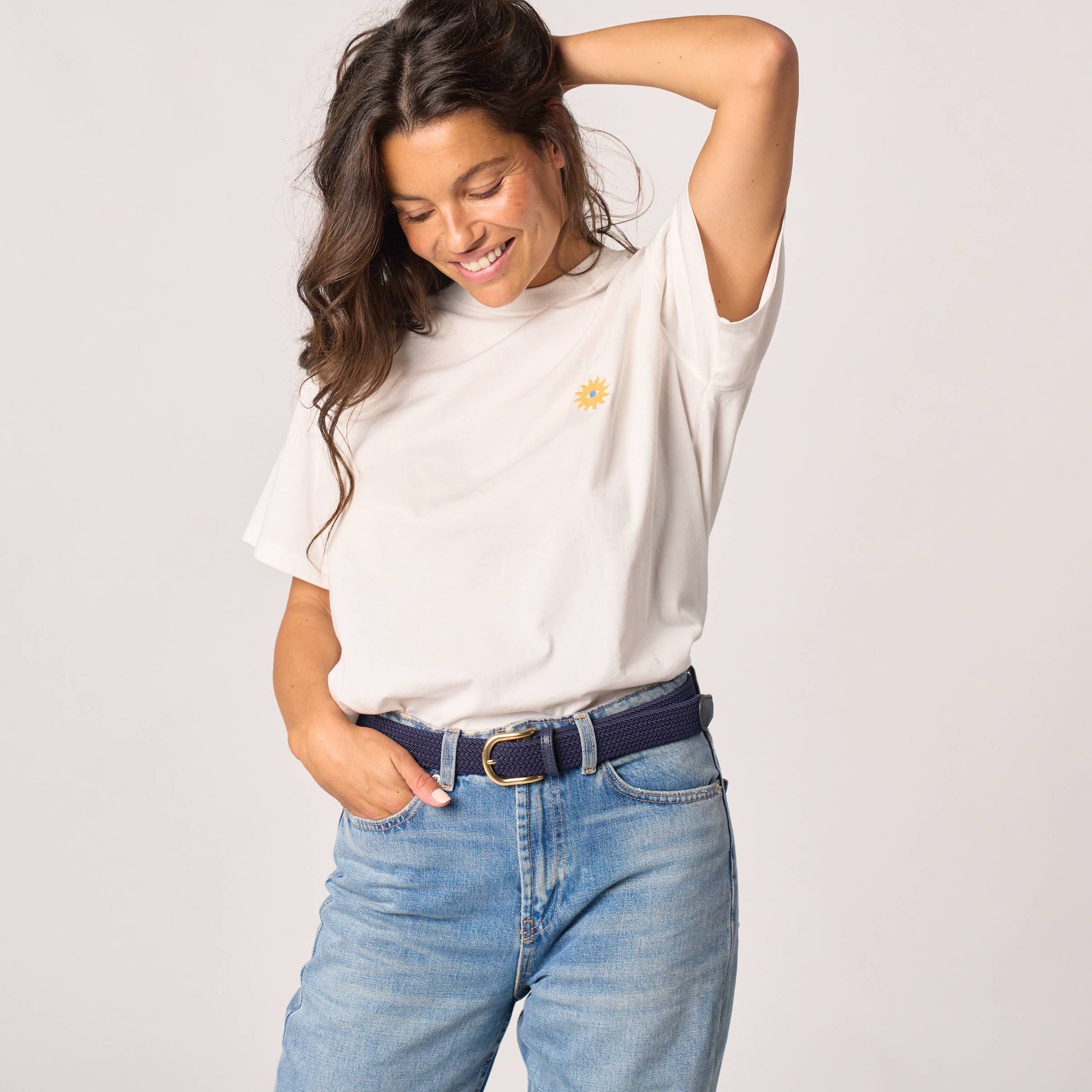 Cintura elastica intrecciata da donna blu marino
