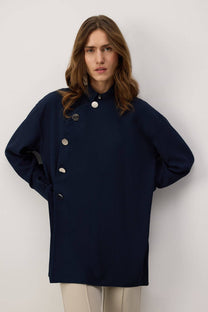 Camicia asimmetrica in crêpe
