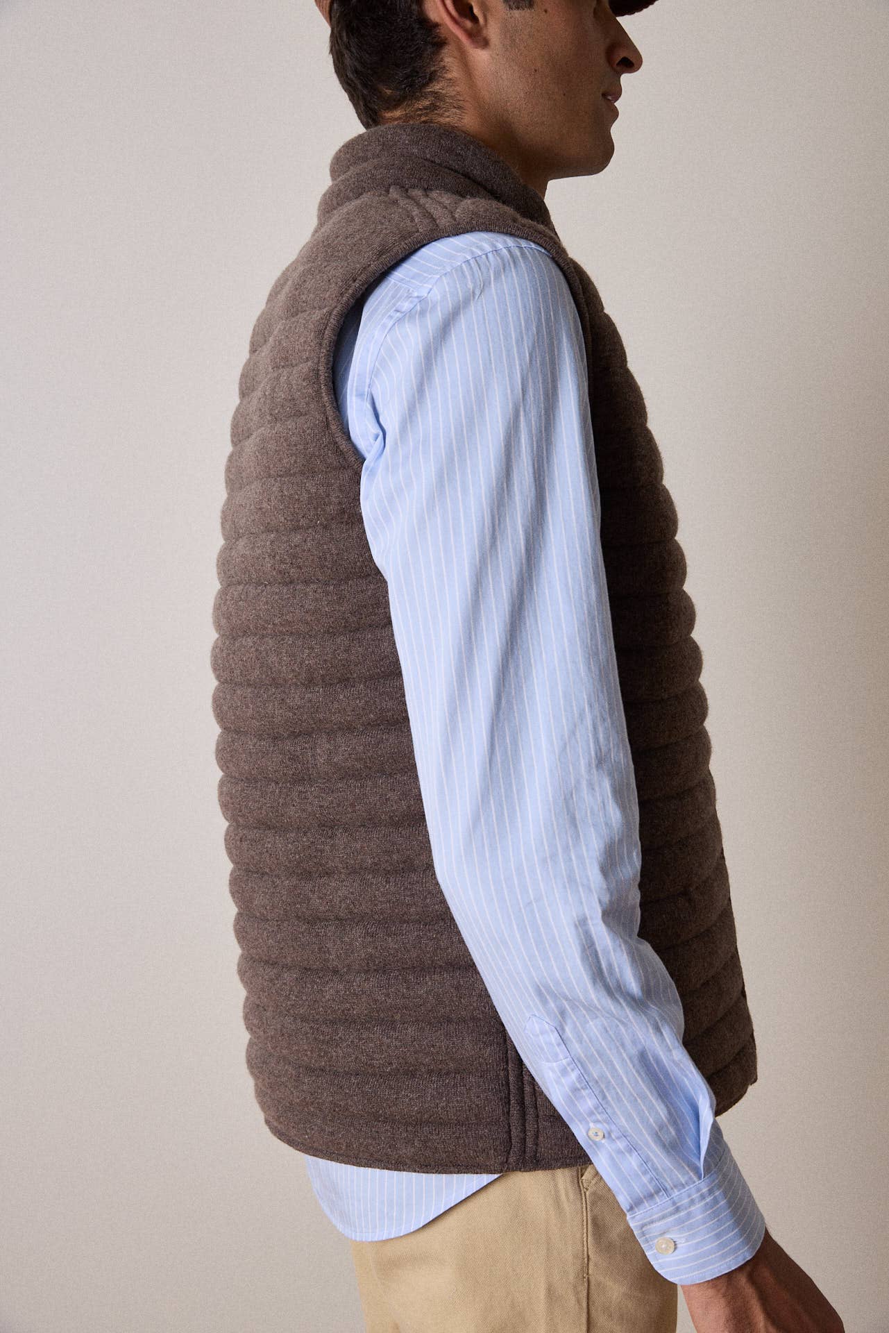 Gilet trapuntato uomo color terra