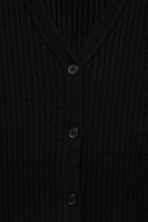 Cardigan a coste in maglia con bottoni