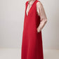 Abito pinafore in tweed con scollo a V rosso