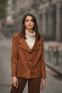 Cappotto effetto scamosciato con tasche frontali
