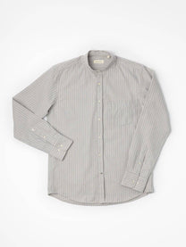 Camicia in flanella grigia a righe con collo alla coreana